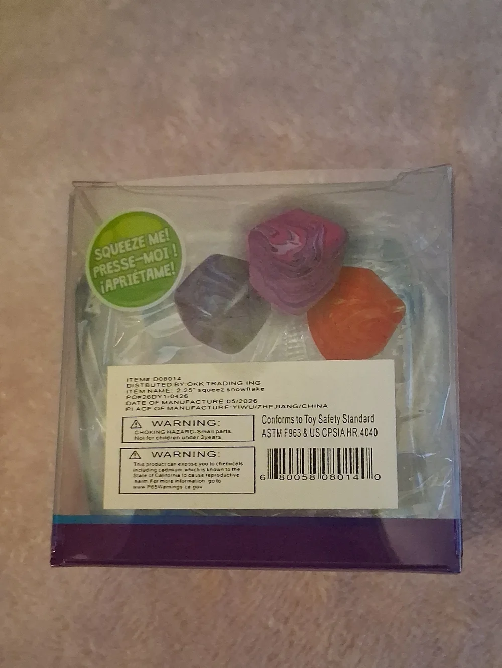Squishy Cube Snowflake Stress Toy - Blue/White - Picture 3 of 4
